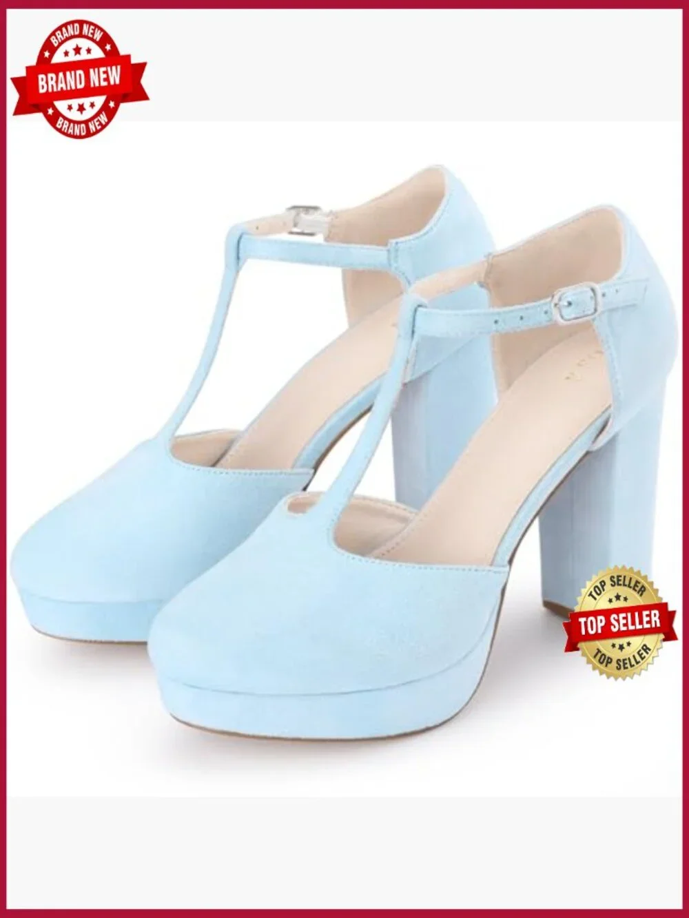 Women's Platform Chunky Heel Mary Janes Pumps Retro T-Strap Ankle Strap Dress